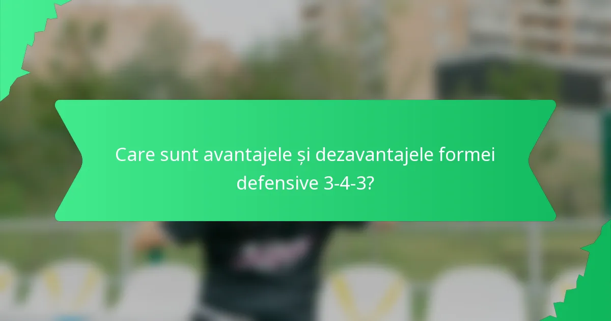Care sunt avantajele și dezavantajele formei defensive 3-4-3?