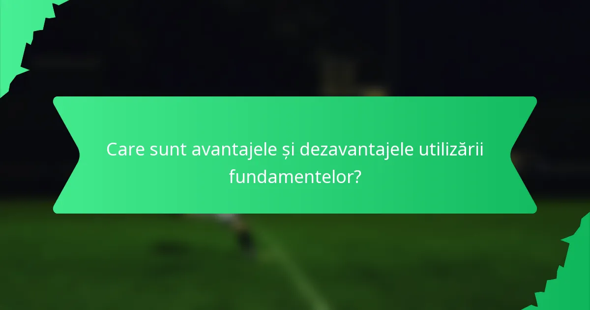 Care sunt avantajele și dezavantajele utilizării fundamentelor?
