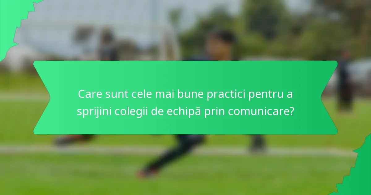 Care sunt cele mai bune practici pentru a sprijini colegii de echipă prin comunicare?