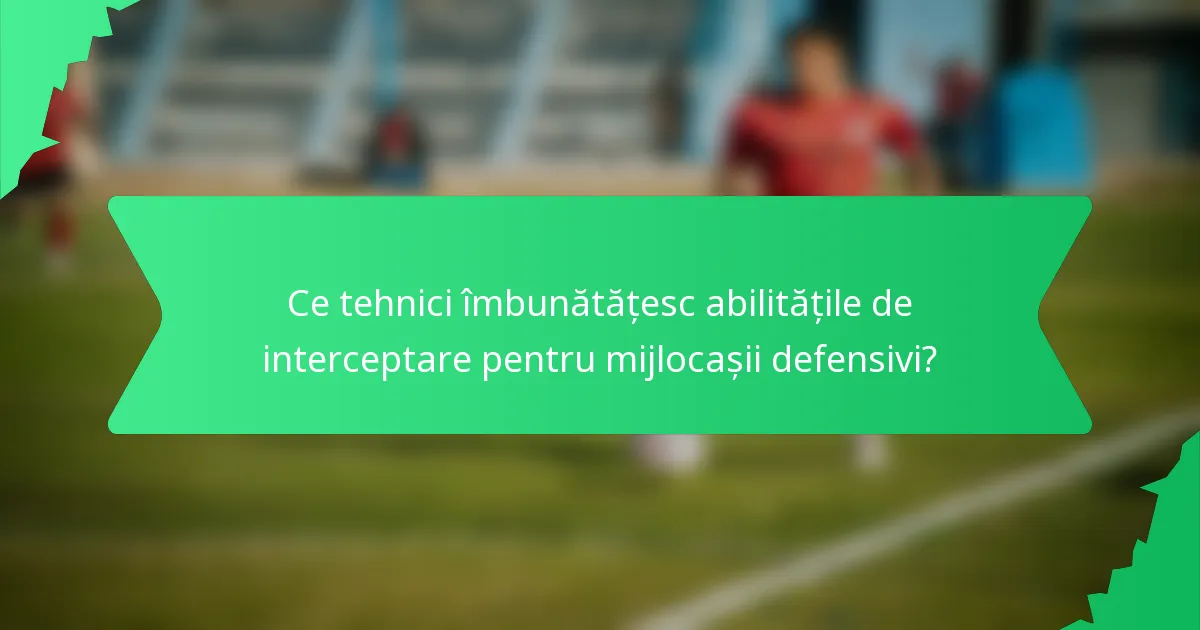 Ce tehnici îmbunătățesc abilitățile de interceptare pentru mijlocașii defensivi?