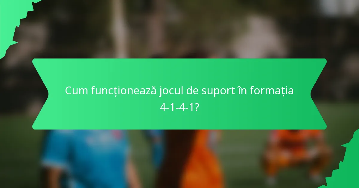Cum funcționează jocul de suport în formația 4-1-4-1?